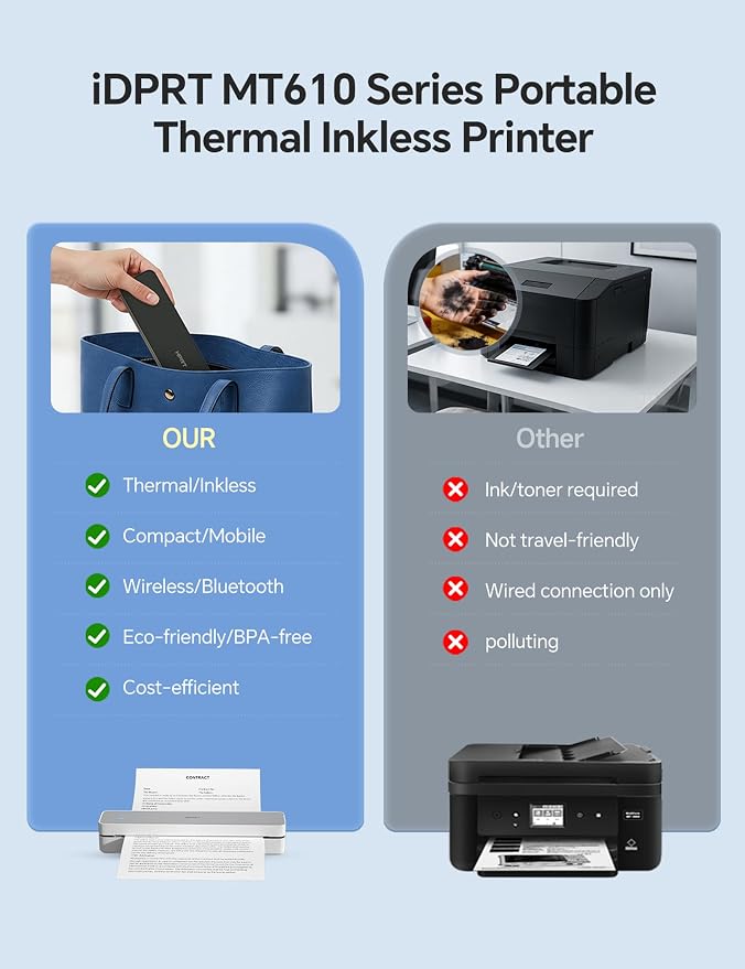 iDPRT MT610 Portable Thermal Printer, 203DPI Mobile-Travel-Printers, - Image 7