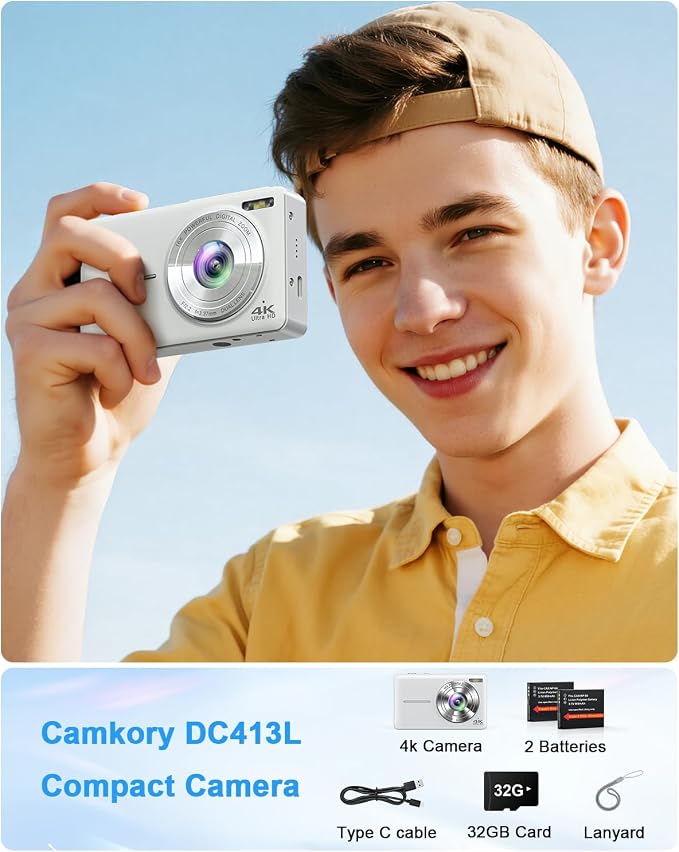4K Digital Camera, 64MP Autofocus Point and Shoot Camera - Image 6