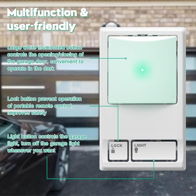 Garage Door Opener Control Panel, Briidea Multi-Function Wall Keypad Button - Image 3