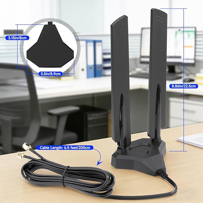 Eightwood WiFi 7 Antenna Tri-Band 6GHz 5GHz 2.4GHz RP-SMA Antenna - Image 6