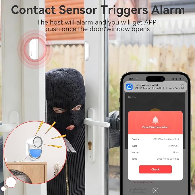 CPVAN WiFi Motion Sensor Alarm System, 125dB Smart PIR Detector - Image 3