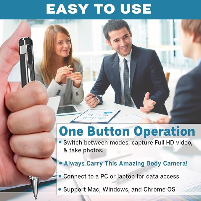 SIRGAWAIN Premium Body Camera Pen — Full HD 1080p Video & Photos, 70-Min Battery - Image 4