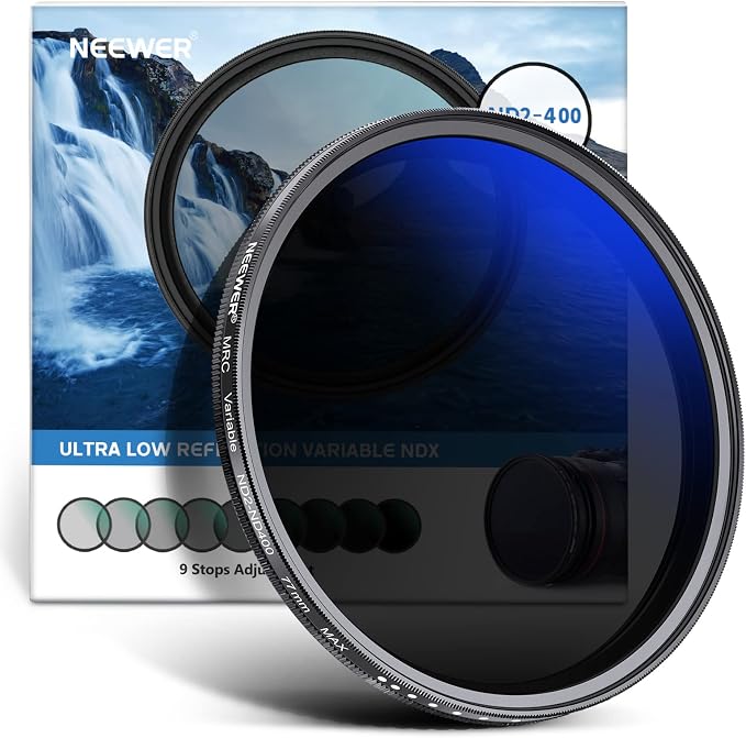 NEEWER 77mm Variable ND Filter ND2-ND400, Neutral Density Filter, Water and by Neewer