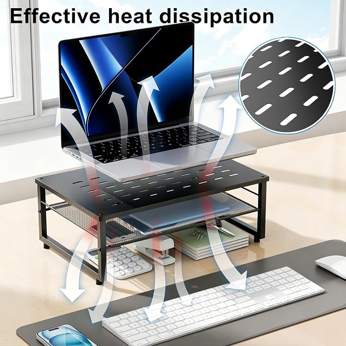 gianotter Desk Organizers and Accessories, 2-Tier Metal Monitor Stand Riser - Image 3