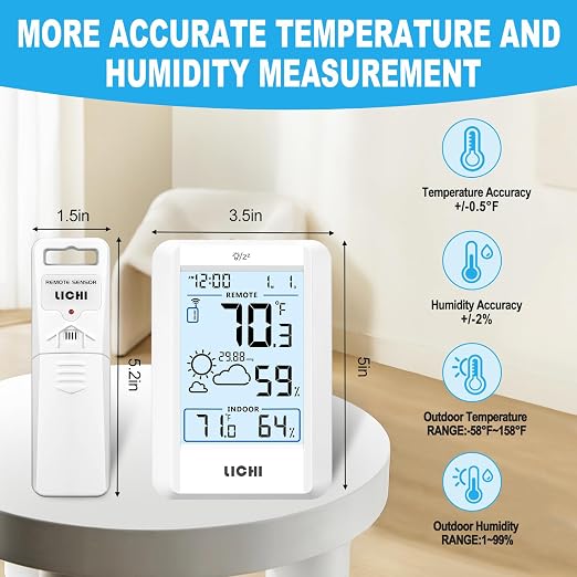 Indoor Outdoor Thermometer Wireless Weather Station Inside Outside Thermometers - Image 5