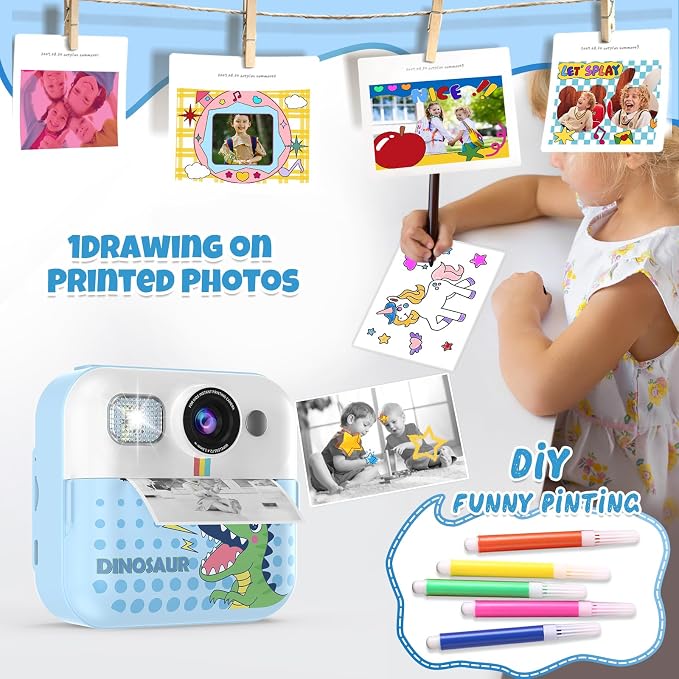 Instant Print Camera for Kids, Toddler 1080P Toys Printable Selfie Cameras - Image 4