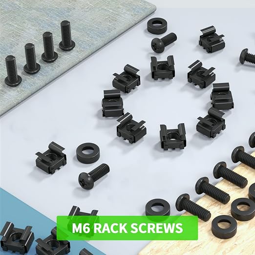 50 PACK M6 x 16mm Rack Mount Cage Nuts, Screws and Washers - Image 7