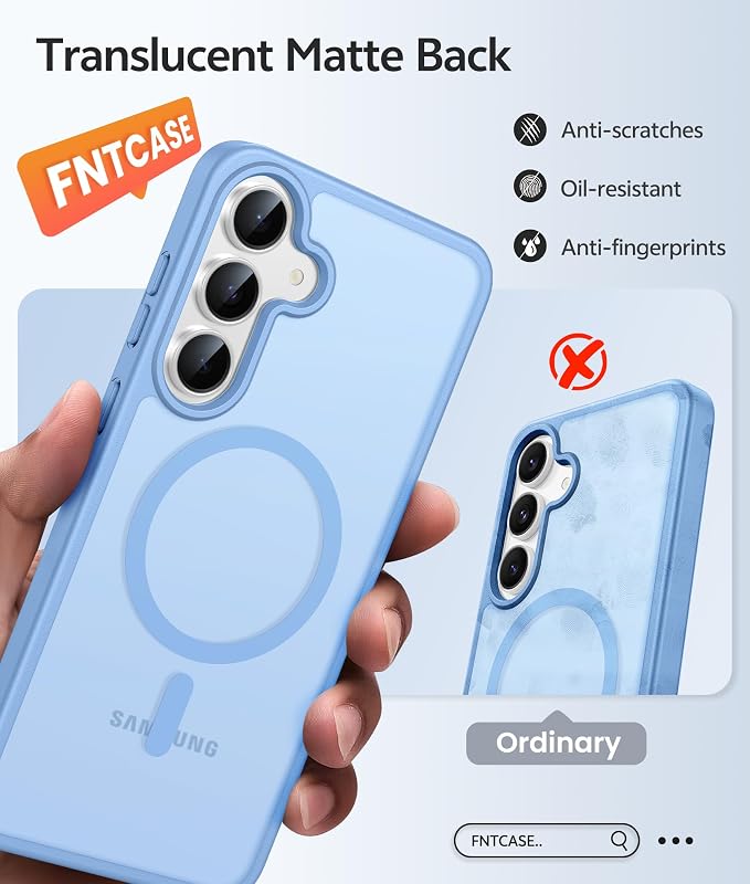FNTCASE for Samsung Galaxy S25 FE Case: Magnetic Translucent Matte Military - Image 6