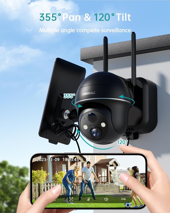 ZUMIMALL Solar Security Cameras Wireless Outdoor, 360° View Outdoor Camera - Image 2