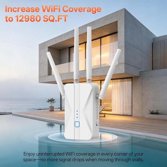 AC1200 WiFi Extender, Dual Band 5GHz & 2.4GHz WiFi Signal Booster, 3-in-1 - Image 6