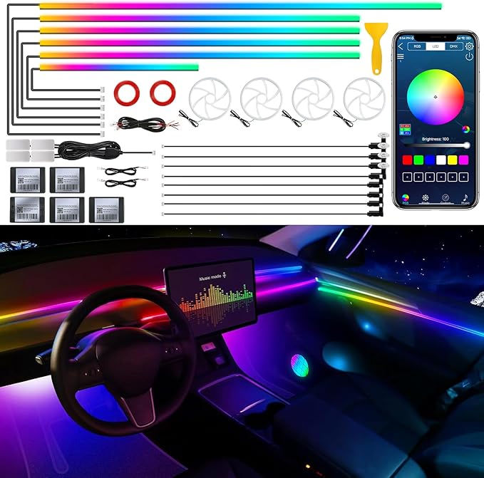 Dreamcolor Acrylic Interior Car LED Strip Light by MAODANER