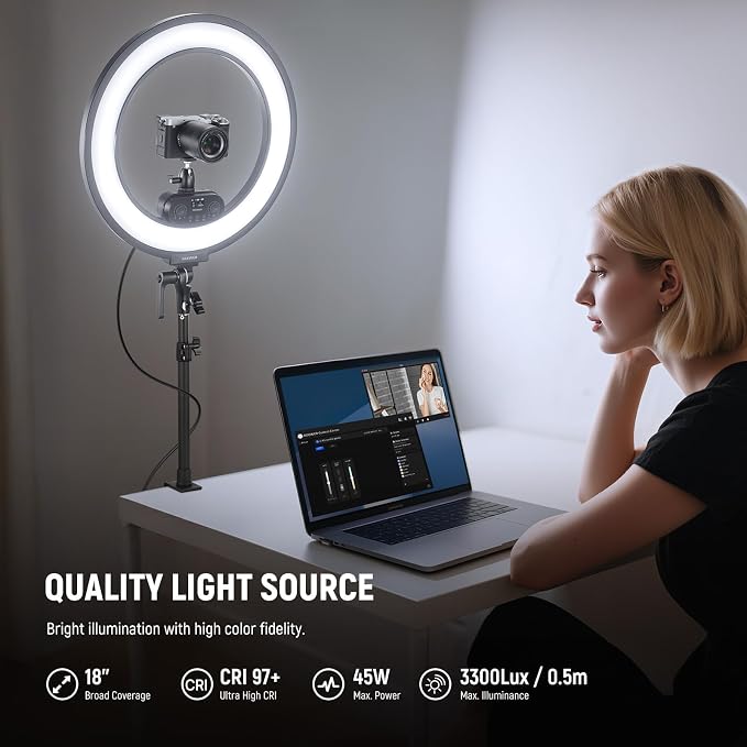 NEEWER RL45B 18" Edge Lit Desk Ring Light - Image 3