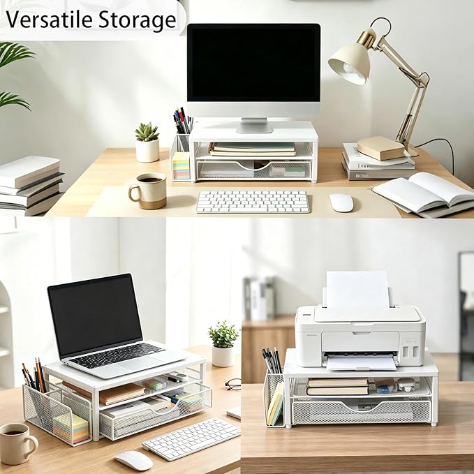 Spacrea Desk Organizer and Accessories, Computer Monitor Stand Riser - Image 3
