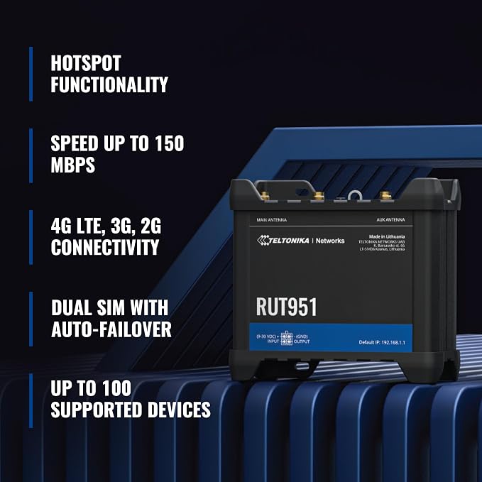 Teltonika RUT951 Industrial WiFi Cellular Router - 4G LTE - Image 2