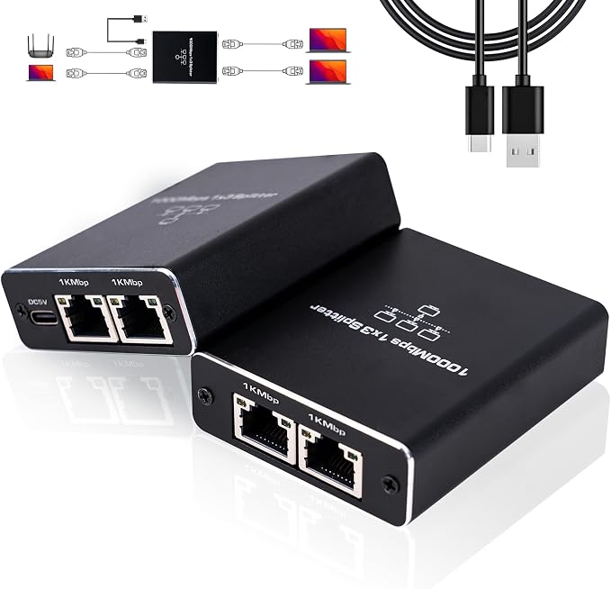 LIEZHUA Upgrade Ethernet Splitter 1 to 3 High Speed 1000Mbps, LAN by LIEZHUA