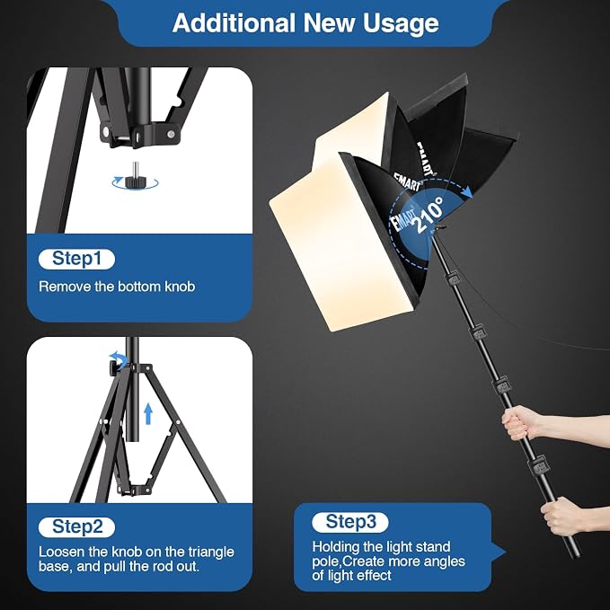 EMART Softbox Lighting Kit, 3000K-6000K 85W LED Bulbs - Image 4