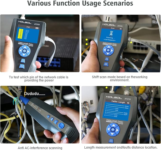Network Cable Tester, AT278 TDR Multi-Functional LCD Wire Tracker - Image 4