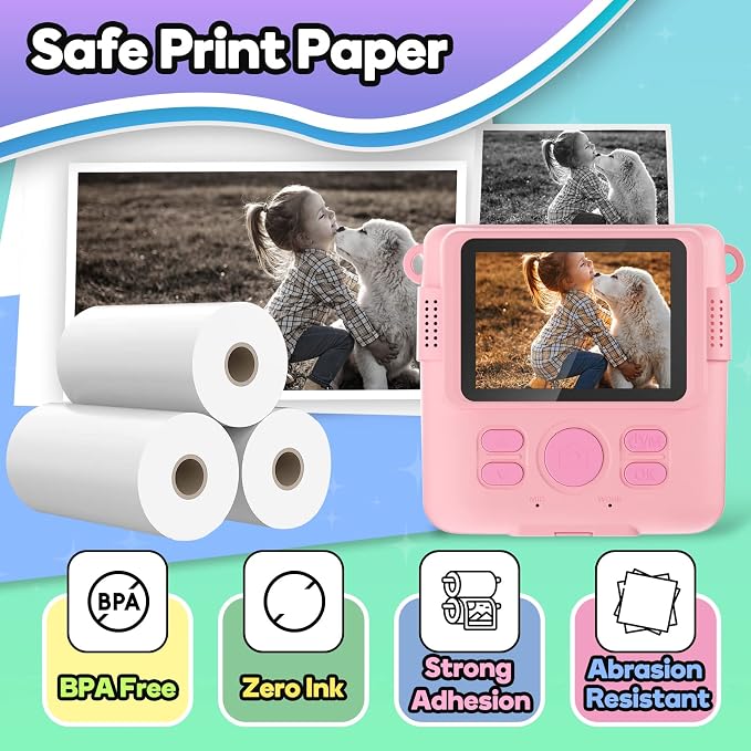 Printer Paper, 12 Rolls for Kids Instant Print Camera, HD Printing Thermal - Image 2