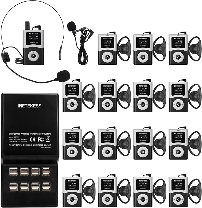 Retekess T130U Wireless Tour Guide System, Church Translation System, One-Key by Retekess