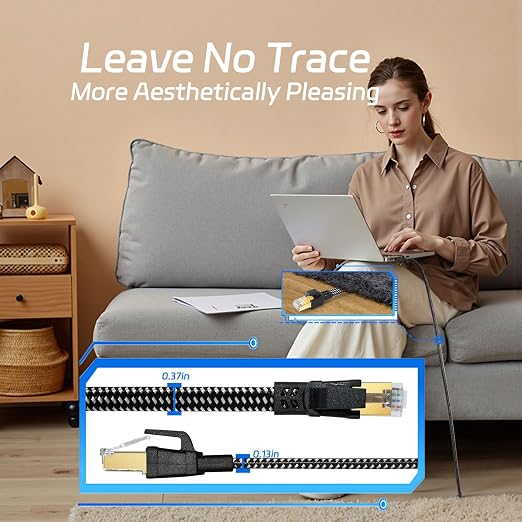 Cat 8 Ethernet Cable 10 FT, High-Speed Braided Internet Cable Network Cord - Image 6