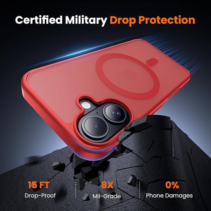 toushion 3 in 1 for iPhone 17 Case Matte Red, Fits MagSafe, Screen Protector*1 - Image 3