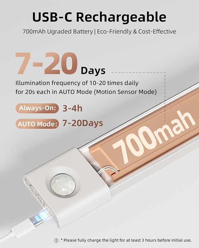 EZVALO 7.8" Rechargeable Motion Sensor Light Indoor, Wireless Closet Lights - Image 5