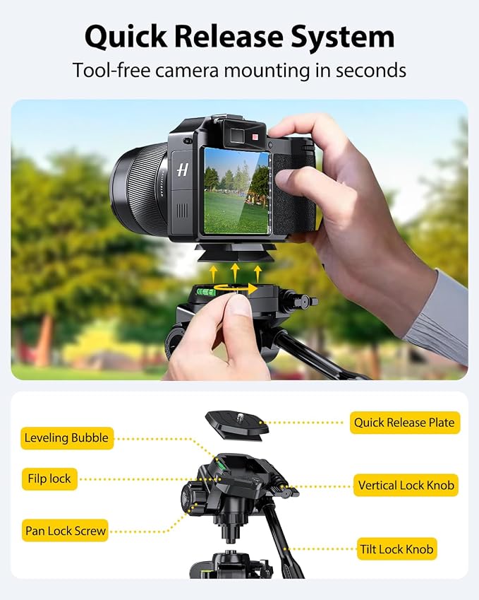 UBeesize 74" Camera Tripod - Image 5