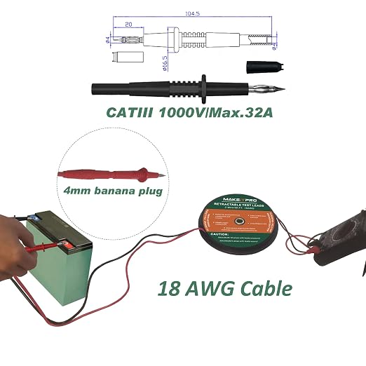 2 Wires 30FT 18AWG Retractable Test Leads - Image 8