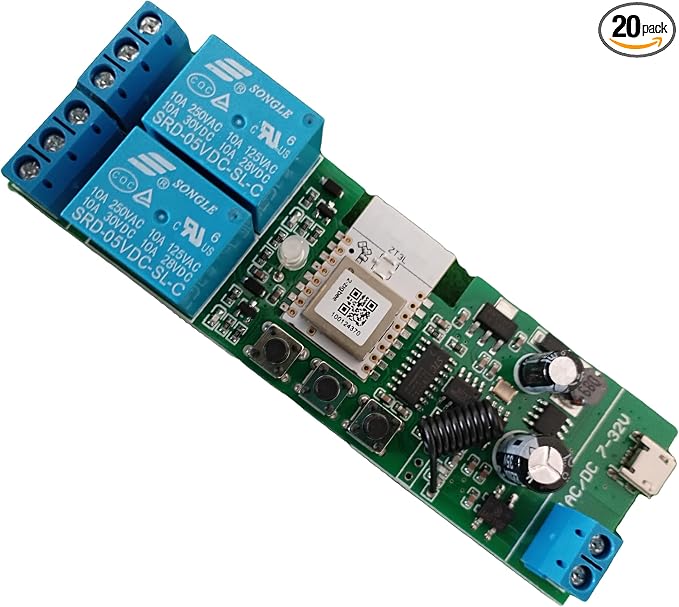 Zigbee 2 Channel 5V 12V Smart Relay Switch, Adjustable Self Lock and Momentary by Unknown