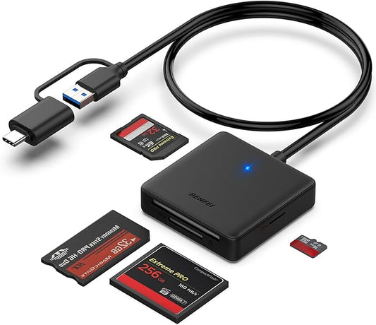 Memory Card Reader, BENFEI 4in1 USB 3.0 and USB-C to SD Micro SD MS CF Card by BENFEI