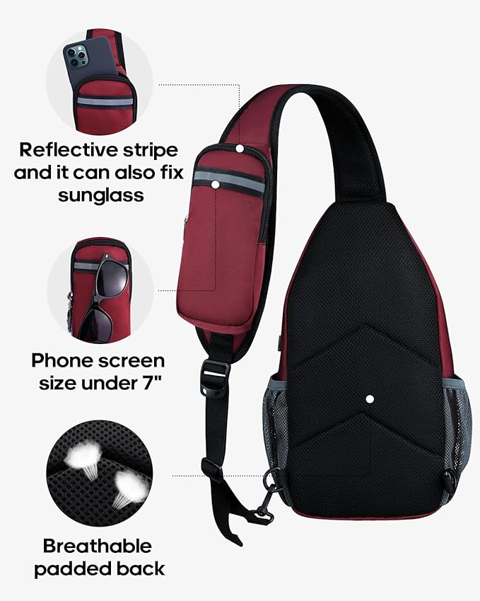 WATERFLY Crossbody Sling Backpack Sling Bag Travel Hiking Chest Bag Daypack - Image 5