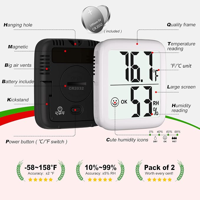 Antonki 2 Pack Room Thermometer - Image 7