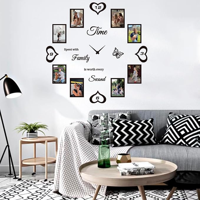 Datesno DIY Family Photo Frame Wall Clock Decal - Image 5