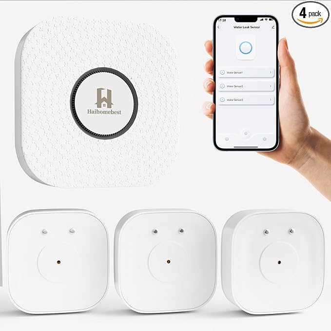 3-Pack Smart Water Leak Detector 110dB Alarm 500ft Range, WiFi Home Sensors by Unknown
