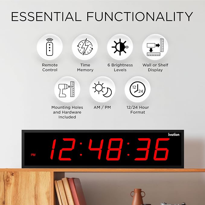 Ivation Oversized Large Digital Wall Clock - Image 6