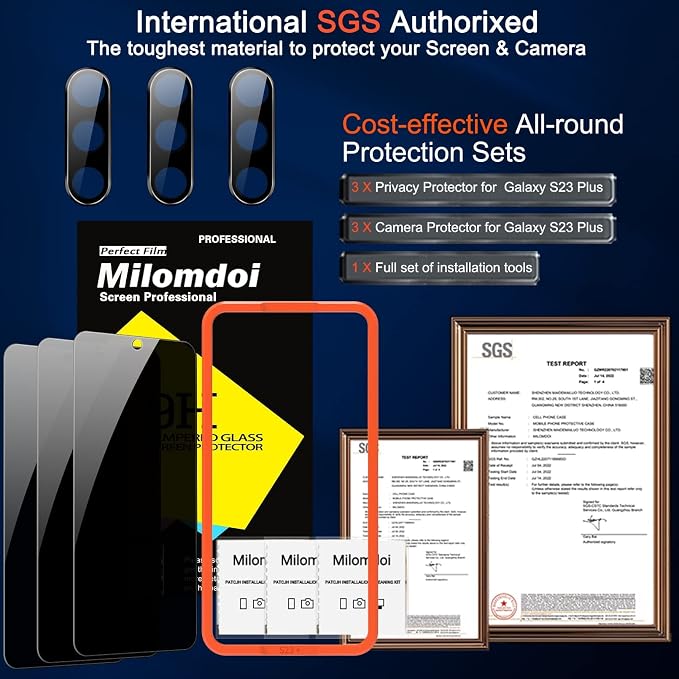 Milomdoi for Samsung Galaxy S23 Plus S23+ Privacy Screen Protector Tempered - Image 7