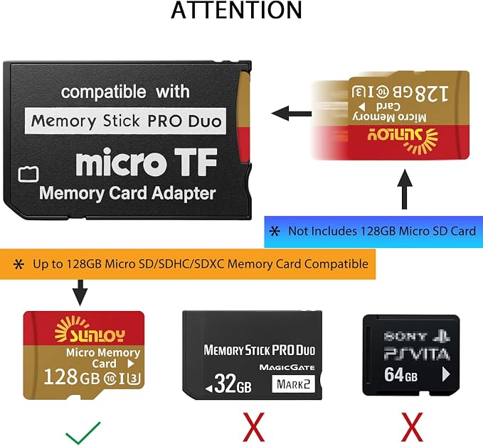 PSP Memory Stick Adapter, Micro SD to Memory Stick PRO Duo MagicGate Memory - Image 3