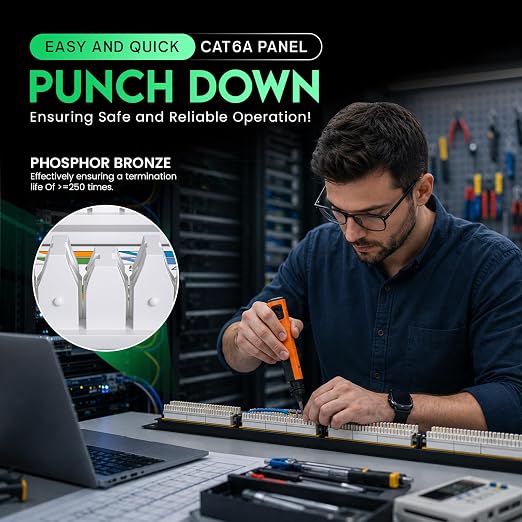 Newyork Cables 48 Port Cat6A Patch Panel, 10Gb Ethernet, 2U 19-Inch Rack or - Image 4