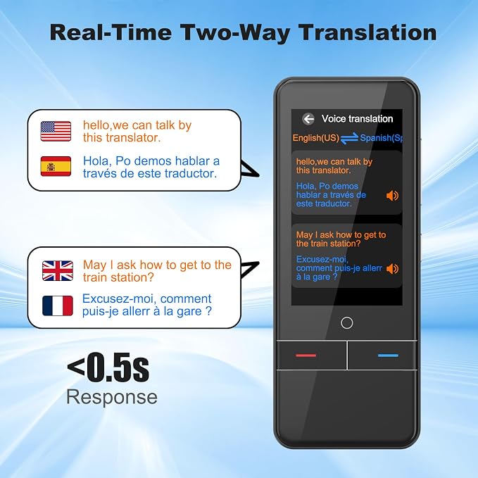 Language Translator Device No WiFi Needed, Instant Two-Way Voice Translator - Image 2