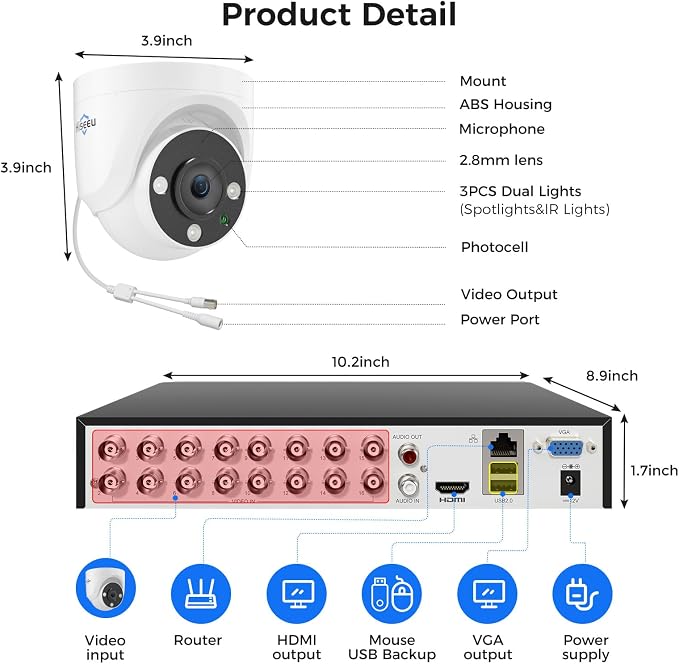 Hiseeu 12 Channel Wired Security Camera System - Image 7