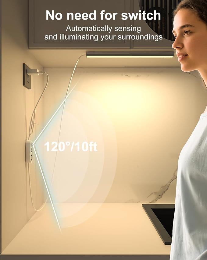ASOKO Motion Sensor Dimmable Led Under Cabinet Lighting, 12 inches Plug in Led - Image 3