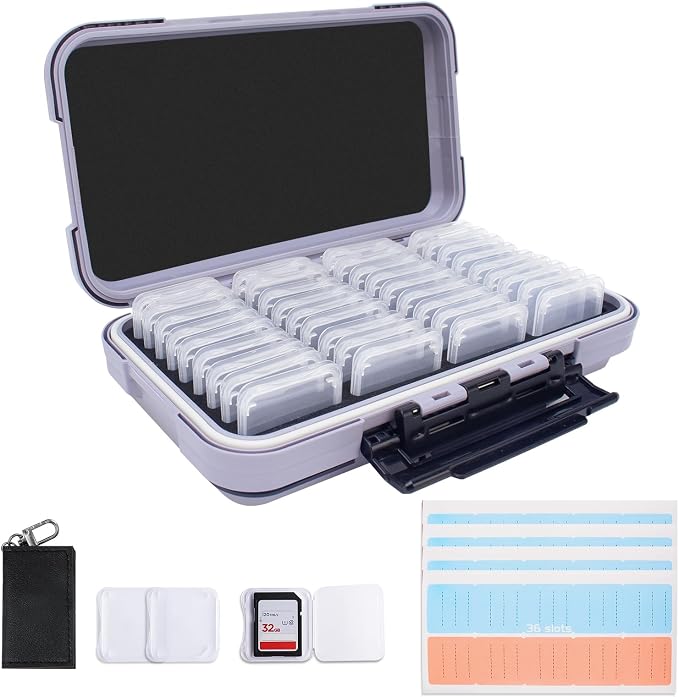 36-Slot Gray Memory Card Case by Micscrew