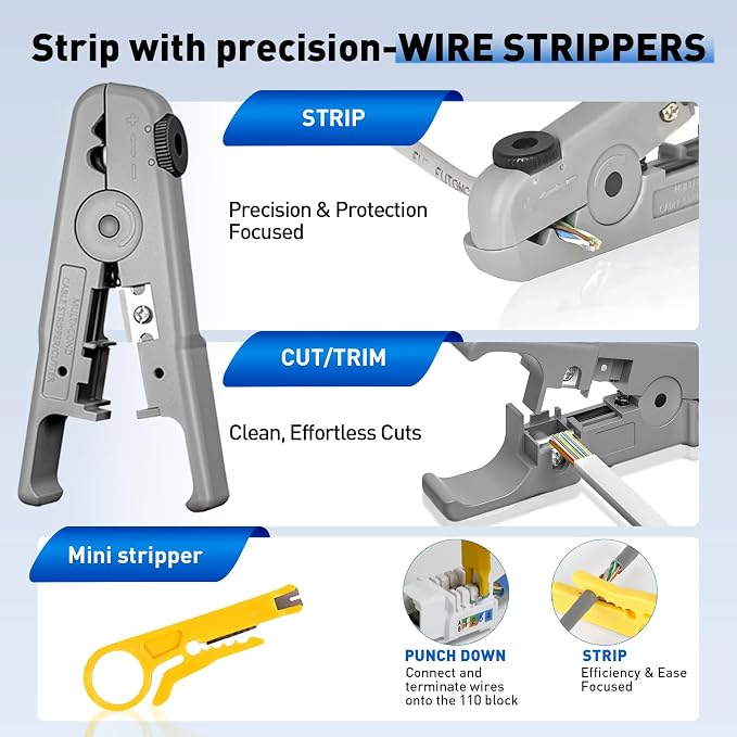RJ45 Crimp Tool, Cat7 Cat6 Cat5 Crimping Tool Kit - Image 5