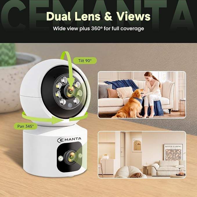 4MP Security Camera Indoor, Free Cloud Storage, Dual-Len Baby & Pet Cam - Image 3