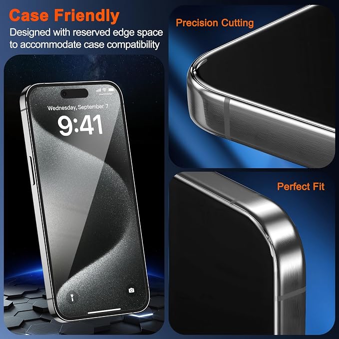 SIBEITU 3 Pack for iPhone 15 Pro Screen Protector - Image 6