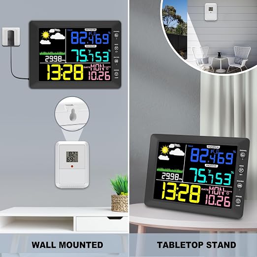 Urageuxy Weather Station Wireless Indoor Outdoor, 8.3 Inch Color Display - Image 6