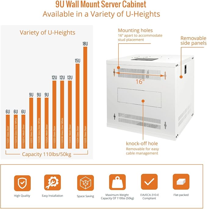 Tecmojo 9U Wall Mount Rack Network Cabinet - Image 5