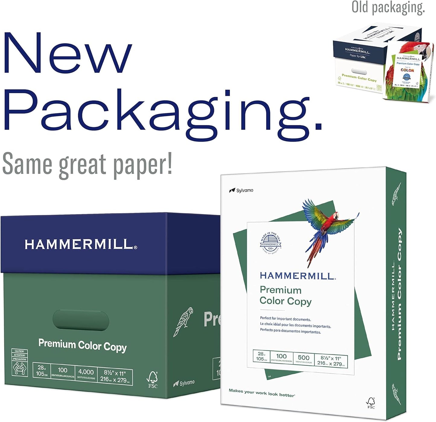 Hammermill Printer Paper, Premium Color 32 lb Copy Paper, 8.5 x 11 - 8 Ream | 4000 Sheets - 100 Bright, Made in the USA, 102630C