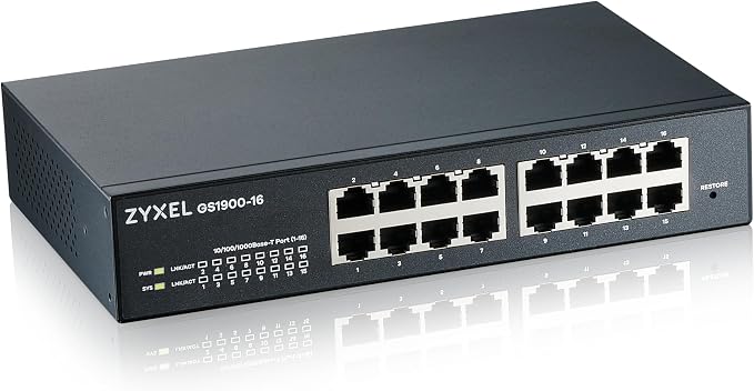 Zyxel 16 Port Ethernet Switch | Smart Managed Gigabit Network Switch | 16x GbE by ZYXELNETWORKS