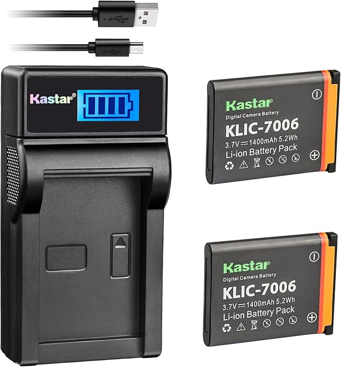 Kastar Battery x2 and Slim LCD Charger Replacement by Kastar